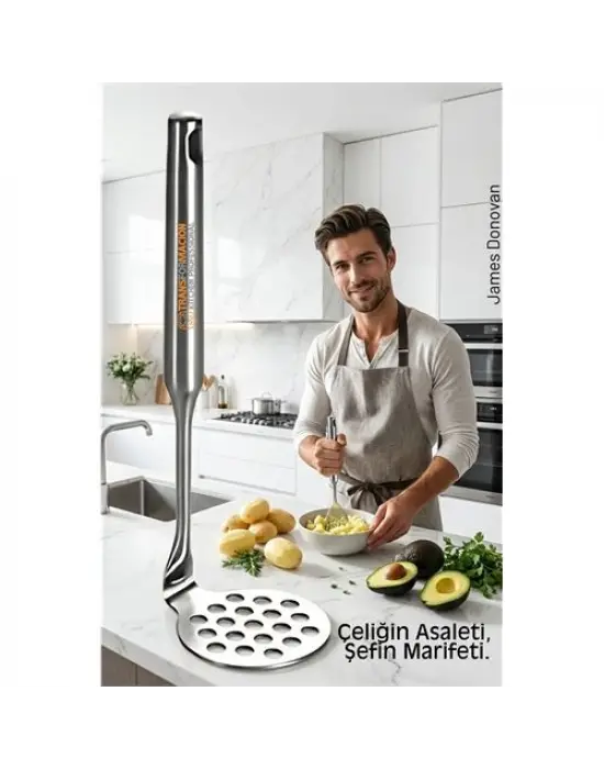 304 Paslanmaz Çelik Lüks Patates Ezici - 23 cm Profesyonel Püre Yapıcı & Mutfak Gereci
