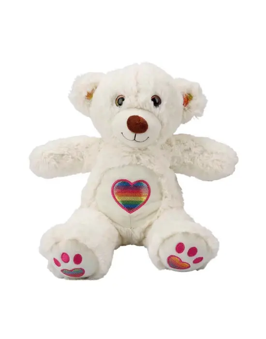 Omarı Renkli Kalpli Peluş Ayı 30 cm Boyunda