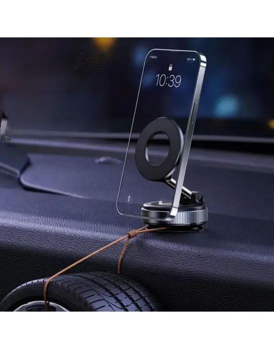 360° Döner Başlıklı Vakumlu Emişli Manyetik Telefon Tutucu – Güçlü Mıknatıslı, İz Bırakmaz