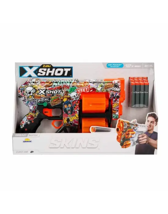 36517 X-Shot Skins Dread 12 Mermili Sünger Dart Atan Silah 31 cm-Sunman