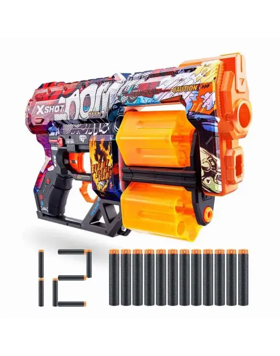 36517 X-Shot Skins Dread 12 Mermili Sünger Dart Atan Silah 31 cm-Sunman