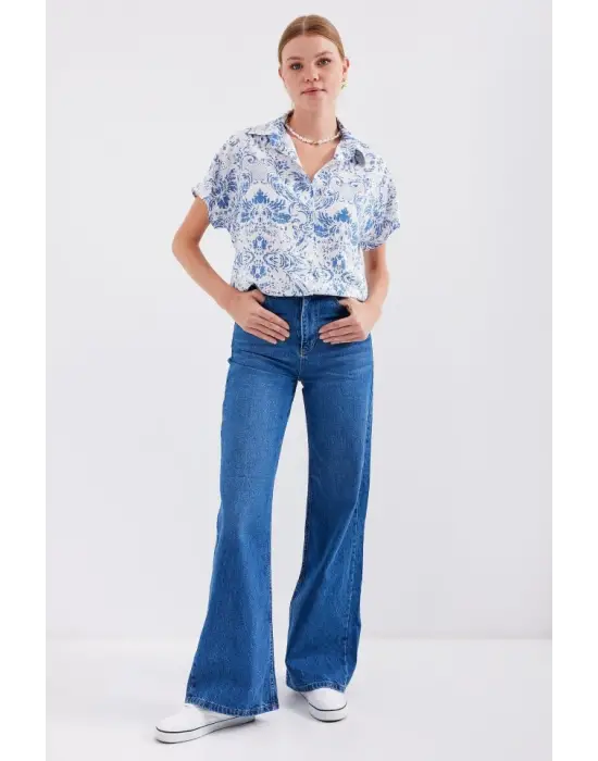 3711 Yarım Kol Gömlek - D.Mavi