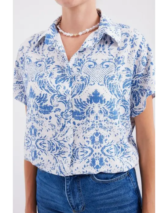 3711 Yarım Kol Gömlek - D.Mavi