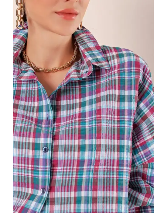 3900 Oversize Uzun Basic Gömlek - A. Kiremit