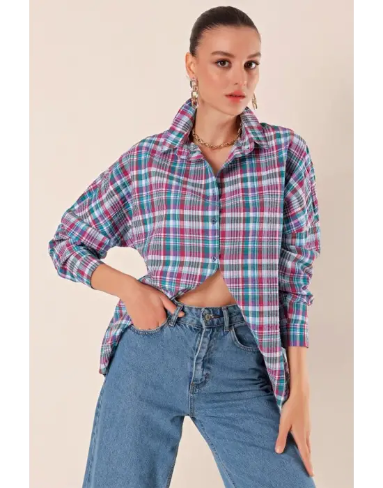 3900 Oversize Uzun Basic Gömlek - A. Kiremit