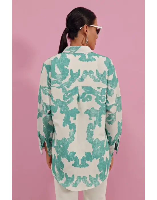 3900 Oversize Uzun Basic Gömlek - D. Mint