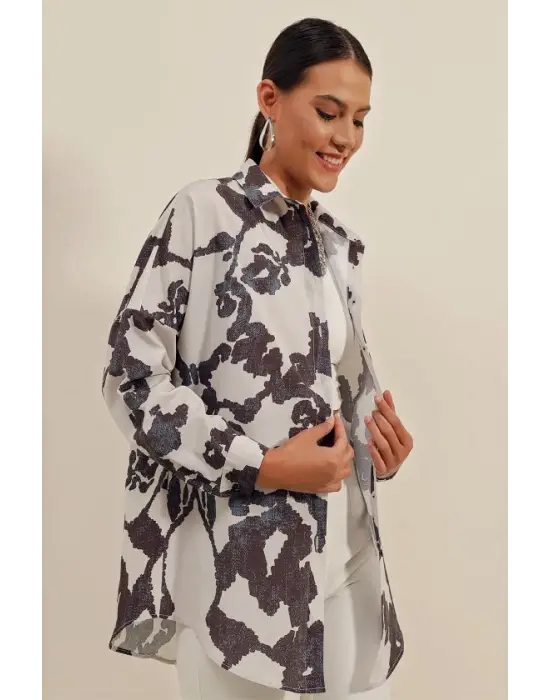3900 Oversize Uzun Basic Gömlek - D. Siyah