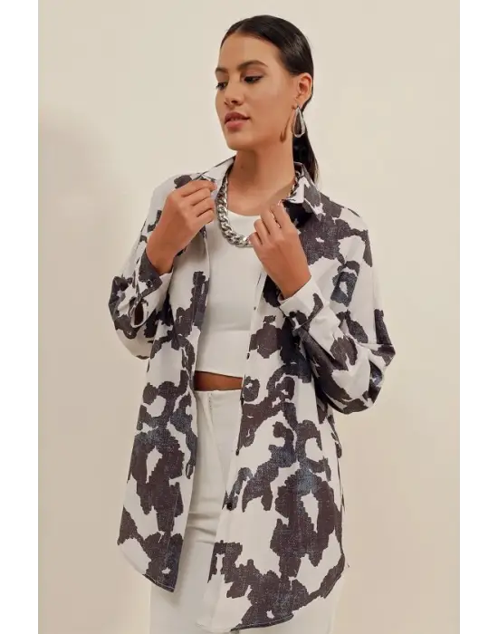 3900 Oversize Uzun Basic Gömlek - D. Siyah