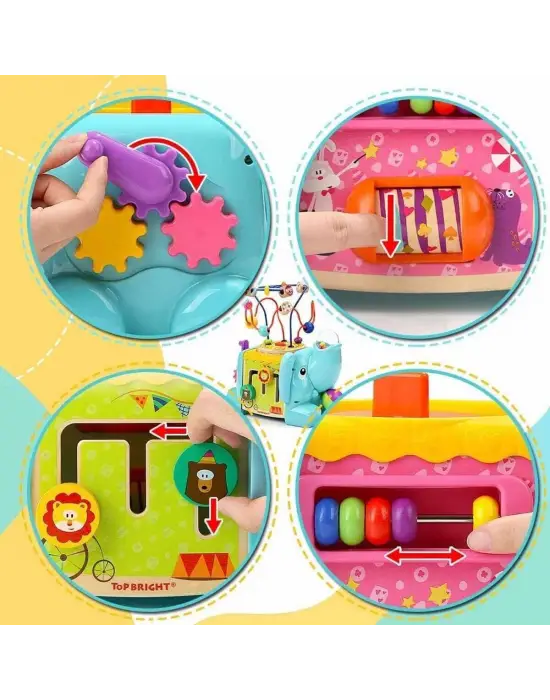 3906 SUN-Tahta Oyuncaklar Aktivite Küpü 5 İN 1