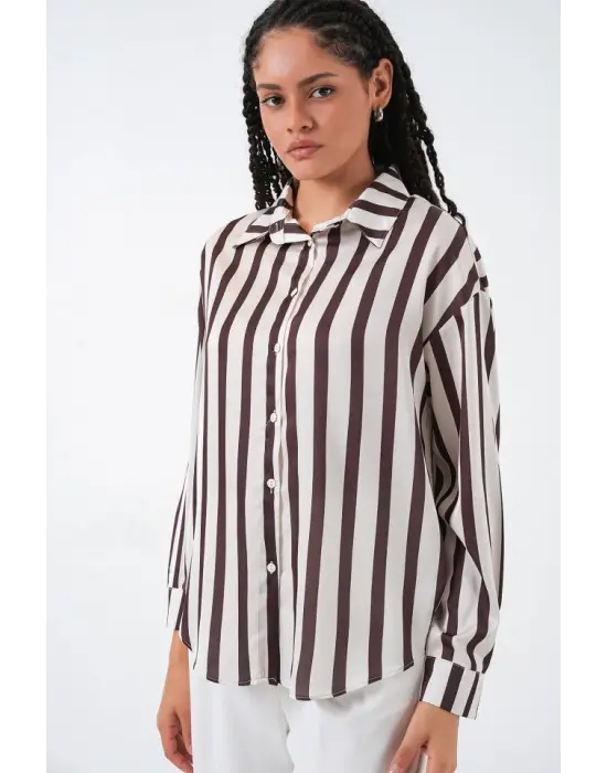 Şık Hafif Dökümlü Saten Gömlek