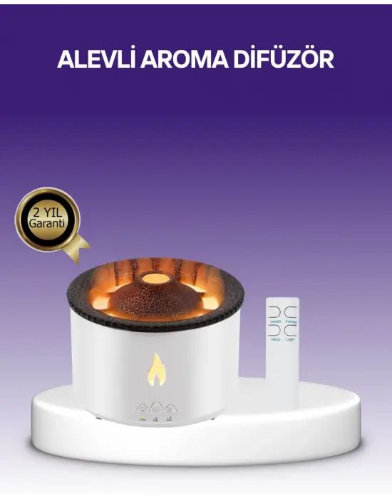 3d Alev Efektli Hava Nemlendirici – Uzaktan Kumandalı Ve 8 Saat Çalışma Süreli