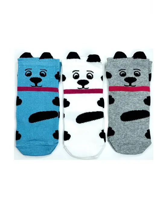 Omarı Yumuşak ve Şirin Köpek Temalı 3D Kadın Bilek Çorapları