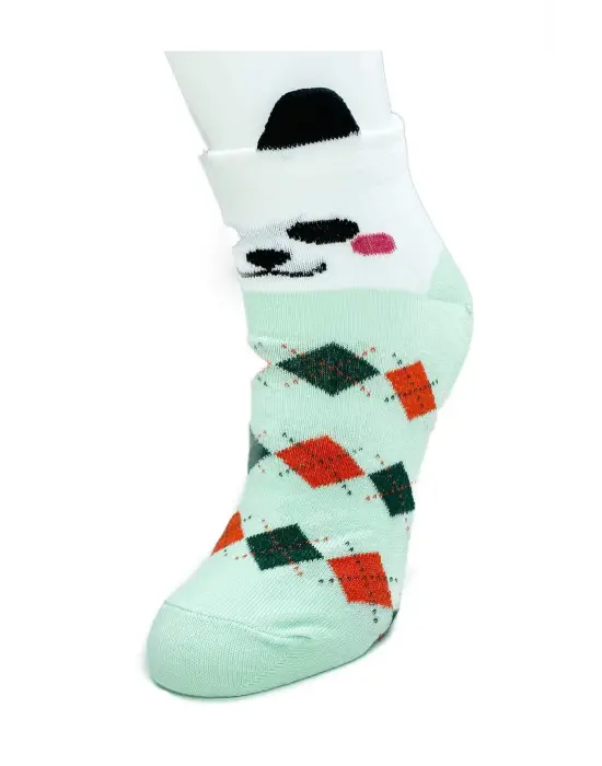 Omarı Renkli 3D Köpek Desenli Kadın Bilek Çorap Seti