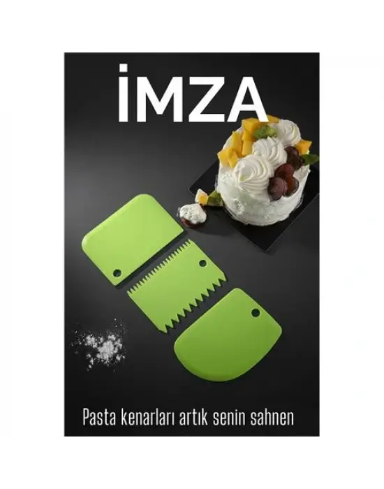3’lü Dekoratif Şekillendirme Aparatı Hamur Pasta Kesici Kazıma  (Düz, Dişli, Kavisli)