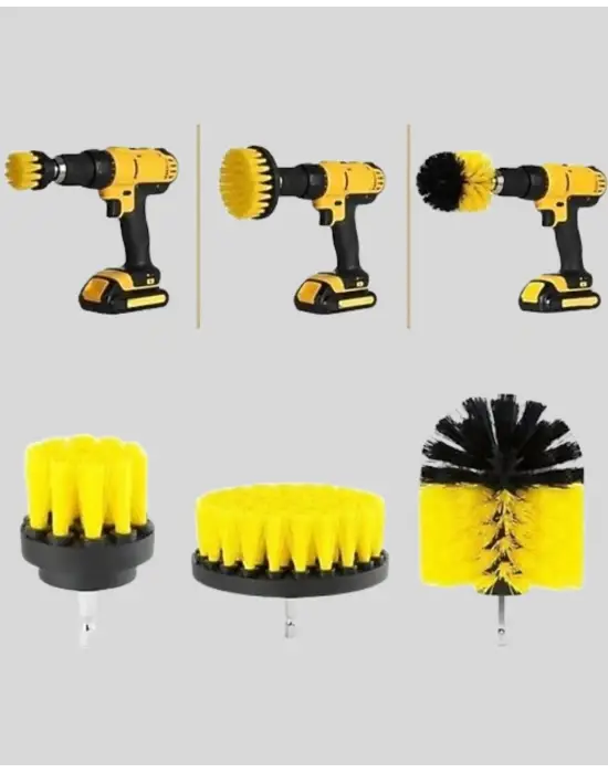 3’lü Matkap Temizlik Fırçası Seti – Banyo, Mutfak Ve Araç Jantı İçin Etkili