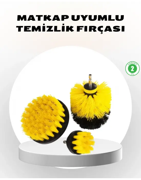 3’lü Matkap Ucu Fırça Seti – Derinlemesine Temizlik, Tüm Yüzeylerle Uyumlu