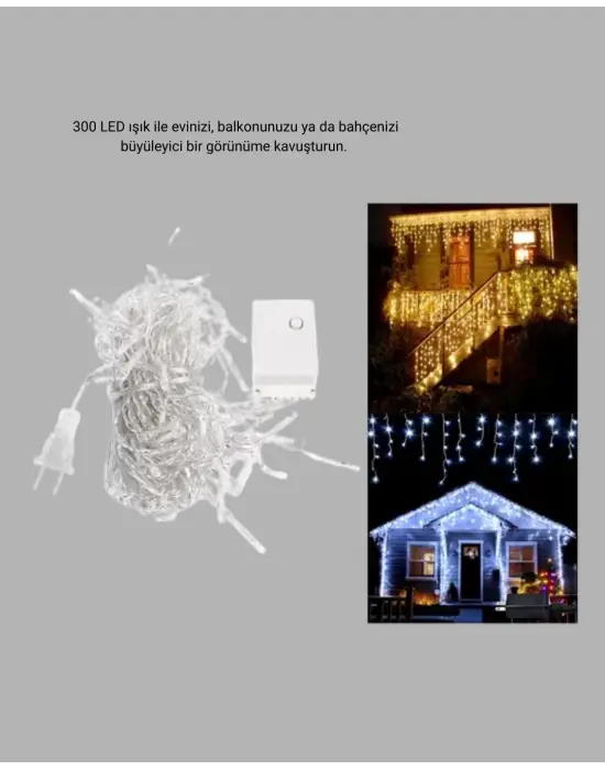 3x3 Perde Led Işık Şelale Model Özel Gün Dekoratif Aydınlatma