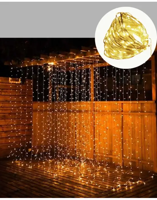 3x3 Perde Led Işık Şelale Model Özel Gün Dekoratif Aydınlatma