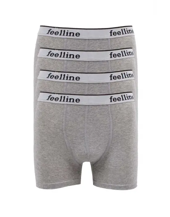 Omarı Doğal Likralı Gri Pamuklu Erkek Boxer Takımı