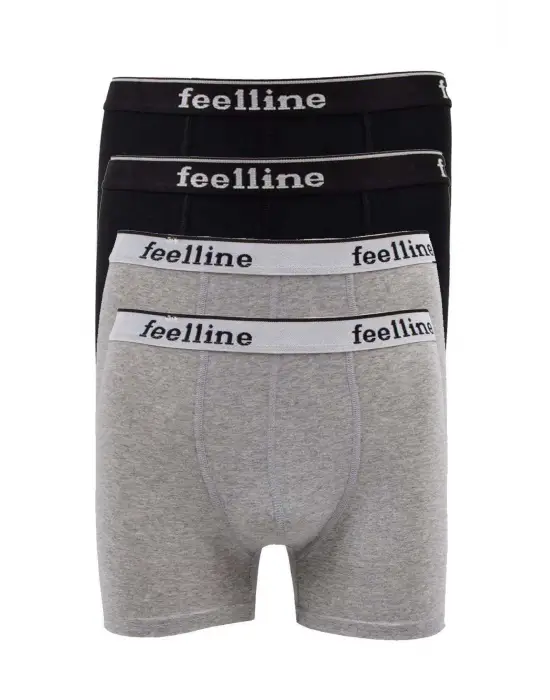 Omarı Rahat ve Şık Siyah Gri Pamuklu Erkek Boxer Seti