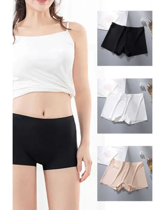 Omarı Dikişsiz Mini Şort Boxer Siyah Beyaz Seti