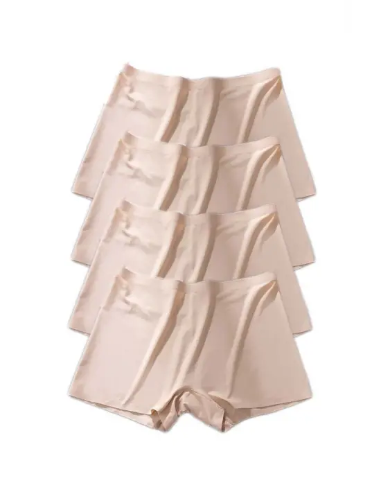 4 Adet Kadın Dikişsiz Görünmez İz Yapmaz Mini Şort Boxer Ten