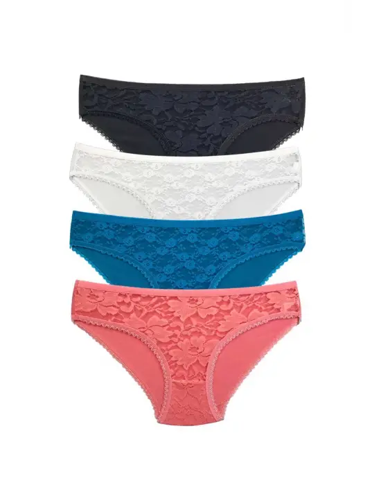 Omarı Şeffaf Dantel Detaylı Slip Külot Seti