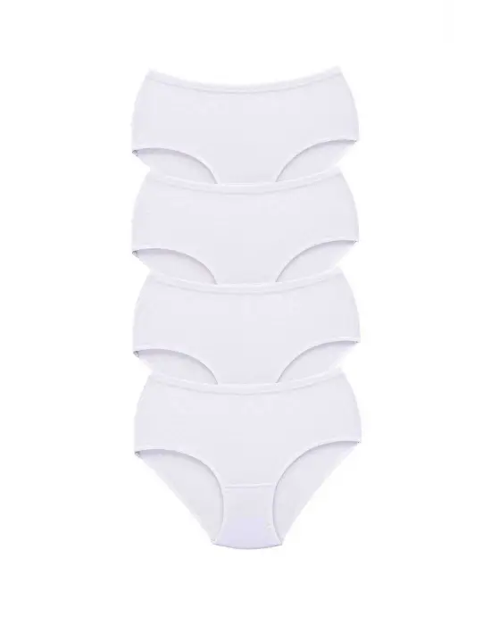 4 Adet Tutku Kadın Yüksek Bel   Kalın Lastik Külot Beyaz