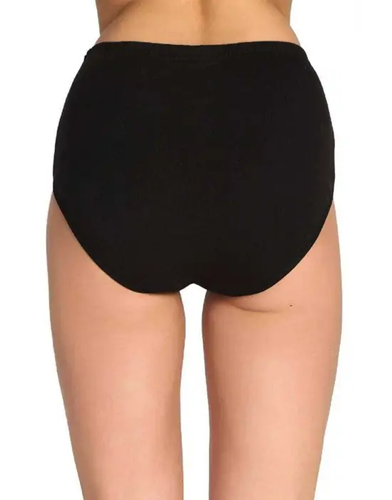 4 Adet Tutku Kadın Yüksek Bel   Kalın Lastik Külot Siyah