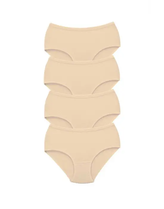 4 Adet Tutku Kadın Yüksek Bel   Kalın Lastik Külot Ten