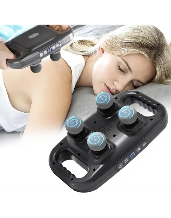 4 Başlıklı Masaj Sı - Ergonomik Derin Doku Sırt Ve Boyun Masaj Aleti Ağrı Ve Sızı Giderici