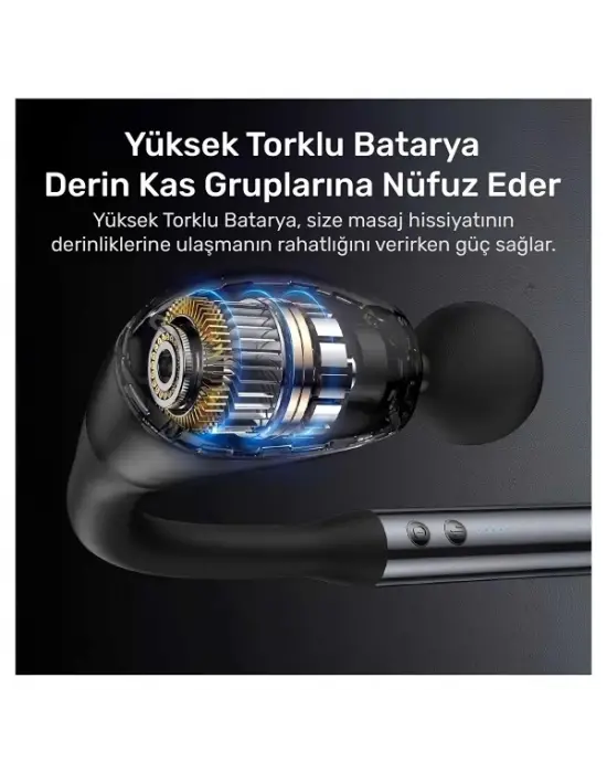 4 Başlıklı Uzun Saplı Ergonomik Profesyonel Sporcu Masaj Tabancası