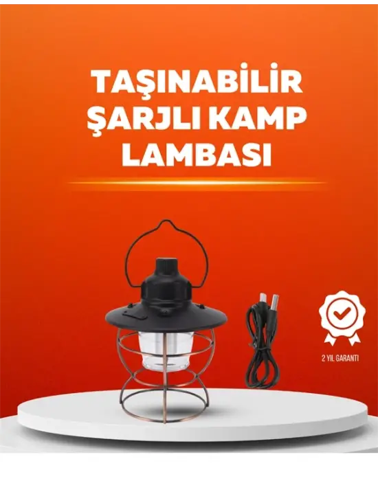 4 Fonksiyonlu Dekoratif Kamp Lambası – Tungsten Ampul, Usb Çıkışlı
