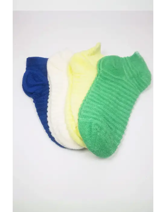 Omarı Rengarenk Kadın Bilek Çorapları - Patik Desenli 4lü Paket