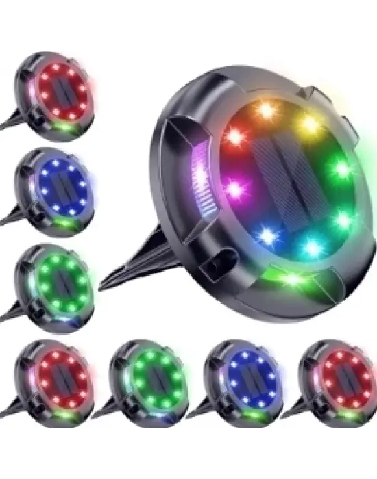 4lü Solar Panelli Kazıklı Zemin Solar Ledi 8+4 Led Rgb