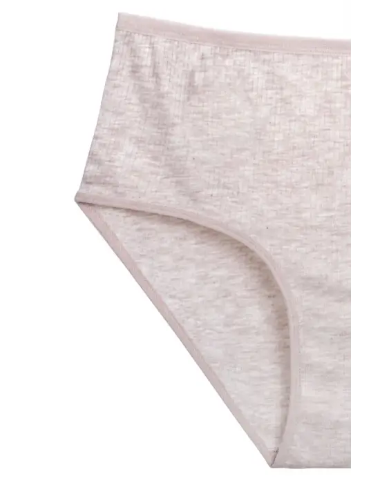 4lü Yeni Seri Renkli Yüksek Bel Fitilli Ribana   Külot Pudra Gri Turquaz