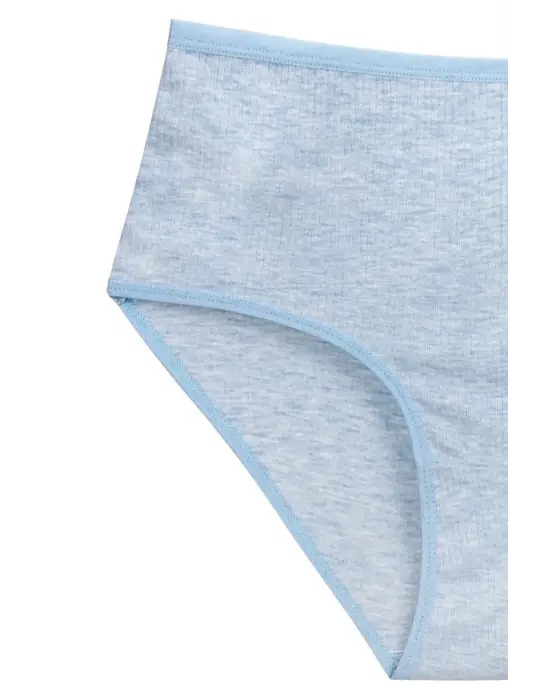 4lü Yeni Seri Renkli Yüksek Bel Fitilli Ribana   Külot Pudra Gri Turquaz