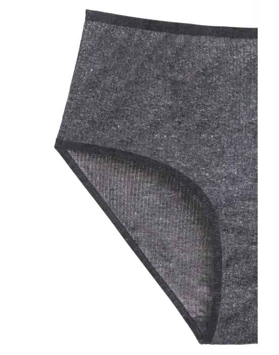 4lü Yeni Seri Renkli Yüksek Bel Fitilli Ribana   Külot Turquaz Gri