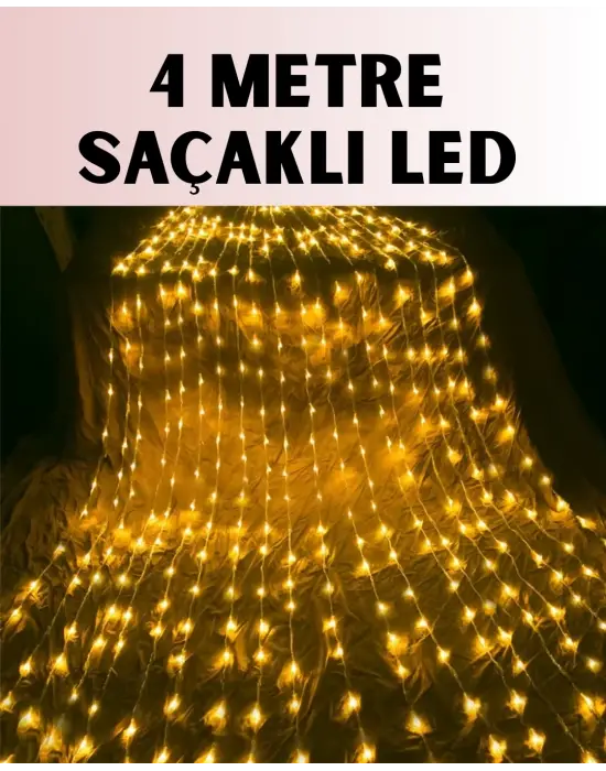 4 Metre Icicle Şelale Led Yılbaşı Perde Işık Sıcak Ambiyans