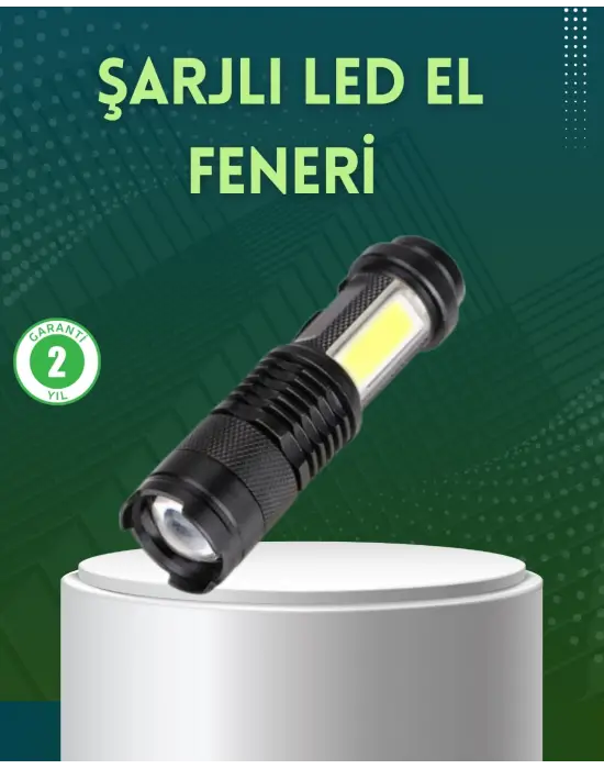 4 Modlu Usb Şarjlı Led El Feneri Kamp Ve Outdoor