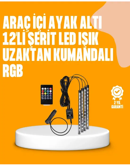 4 Parça Rgb Led Araç İçi Aydınlatma Sistemi