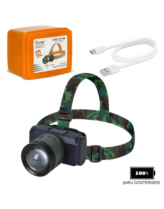 4200 Lümen Şarjlı Sensörlü Göstergeli Kafa Lambası  Wt-719