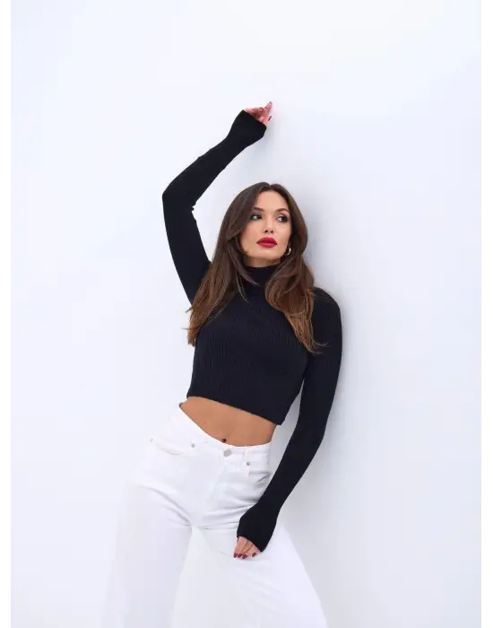 42231 TRİKO BALIKÇI KAZAK-SİYAH