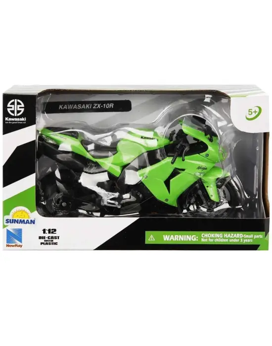 Omarı Yeşil Kawasaki ZX-10R Model Motor 1:12 Ölçekte