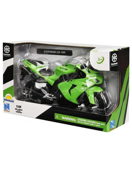 Omarı Yeşil Kawasaki ZX-10R Model Motor 1:12 Ölçekte