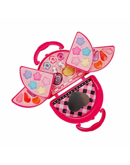 Omarı 3 Katlı Pembe Çantalı Makyaj Seti - Etkileyici Görünüm İçin