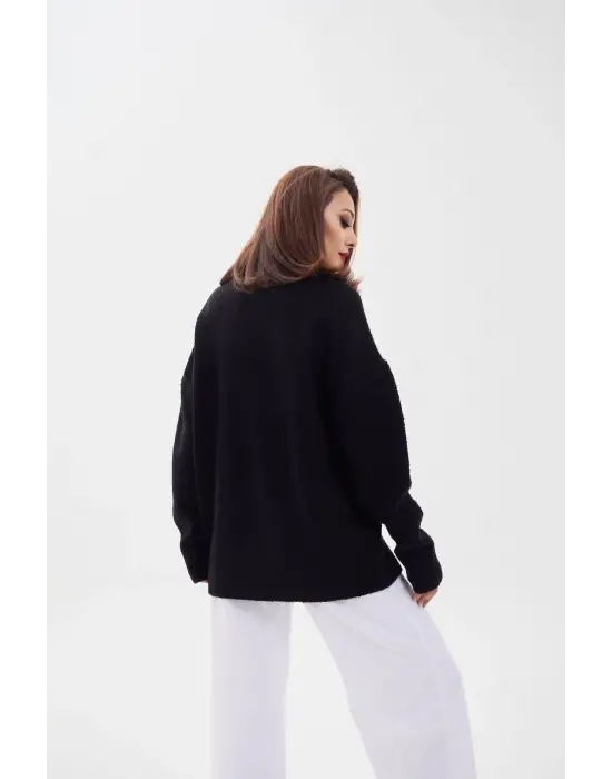 43151 TRİKO BALIKÇI SALAŞ KAZAK-SİYAH