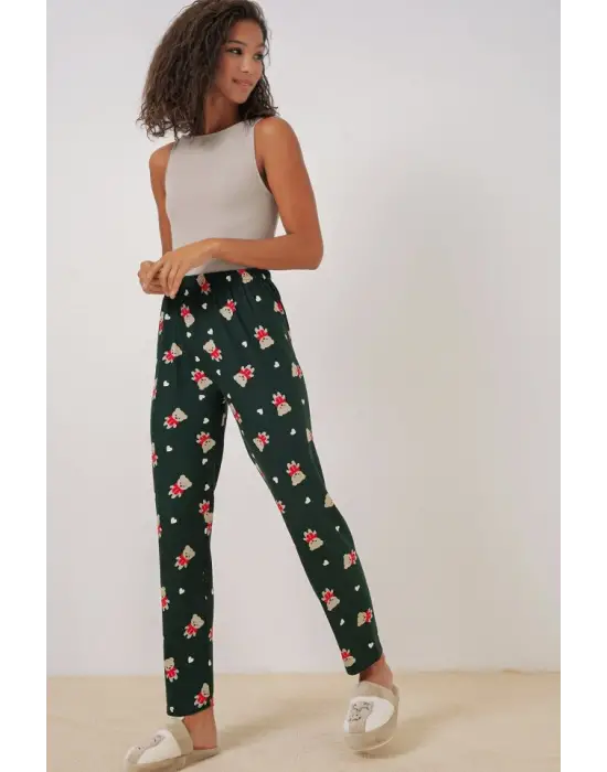 4323 Desenli Pijama Altı - A. Zümrüt Yeşili