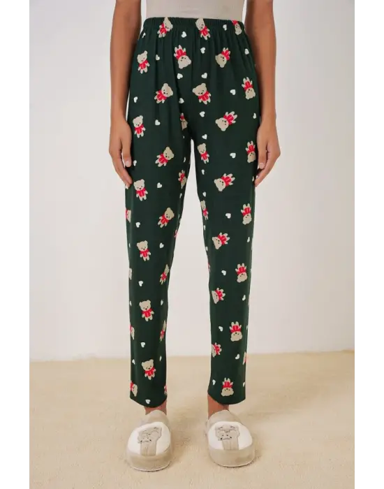 4323 Desenli Pijama Altı - A. Zümrüt Yeşili