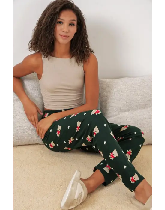 4323 Desenli Pijama Altı - A. Zümrüt Yeşili